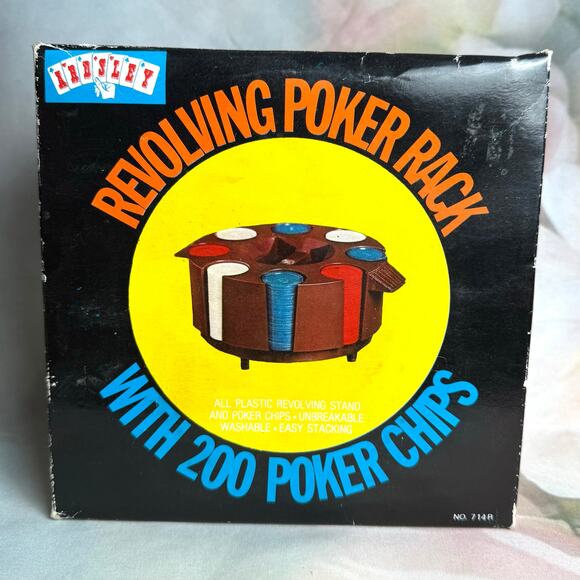 Vintage 70s Ardsley Revolving Poker Rack With 200 Chips & Two Decks Of Cards - Picture 6 of 7
